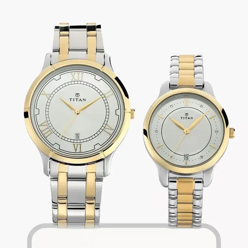 Titan Bandhan Silver Dial  Watch Special Couple Set- 17752481BM01